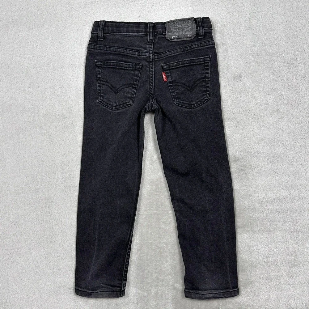 Levi's Boys 502 Taper Fit Black Wash Jeans Kids Denim Pants Red Tab Classic